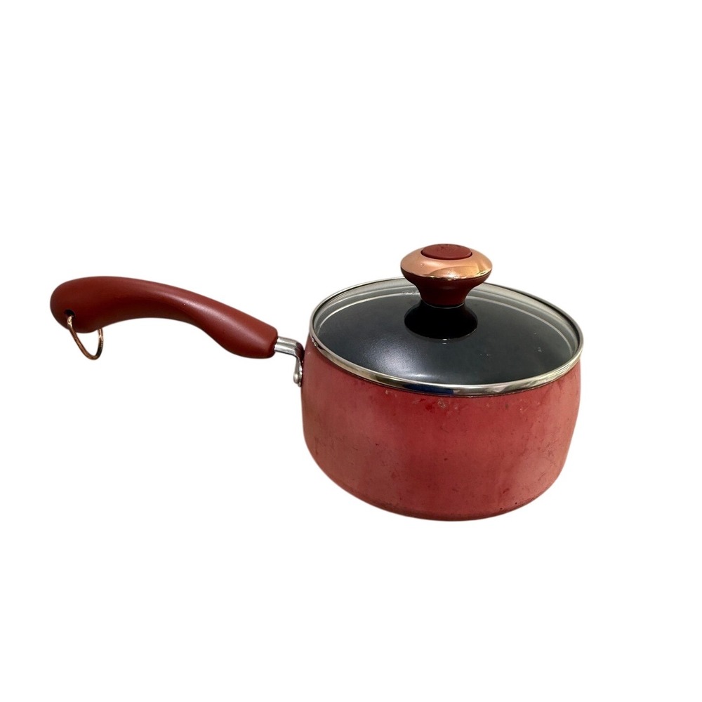Paula Deen Signature Porcelain Nonstick 2qt Saucepan with Lid Red QQQ15T
